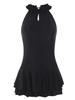 Women's Korean Style One-Piece Swimsuit - Black, Skirted, Backless, Slim Fit, Belly Covering