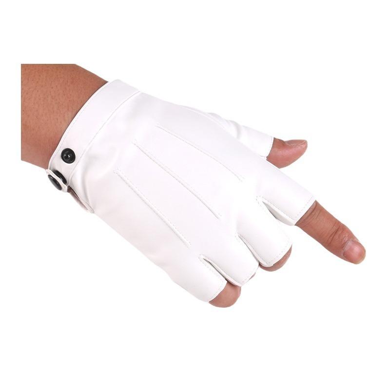 Drie-snarige lederen halfvingerhandschoenen voor heren en dames, veelkleurig, straatdans, dun, nachtclub, dames performance, danshandschoenen