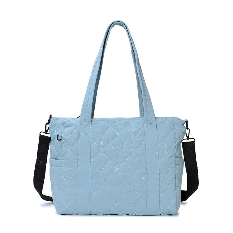 

Женская водоотталкивающая стеганая сумка-тоут из хлопка – Большая вместимость, Простой дизайн, Через плечо, Идеальна для поездок на работу и мам 34*12*31 cm светло-синий