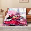 1pc Velvet Bedding Throw Blanket - Minnie Eiffel Tower Pink Floral Pattern - Soft Plush Bed Cover