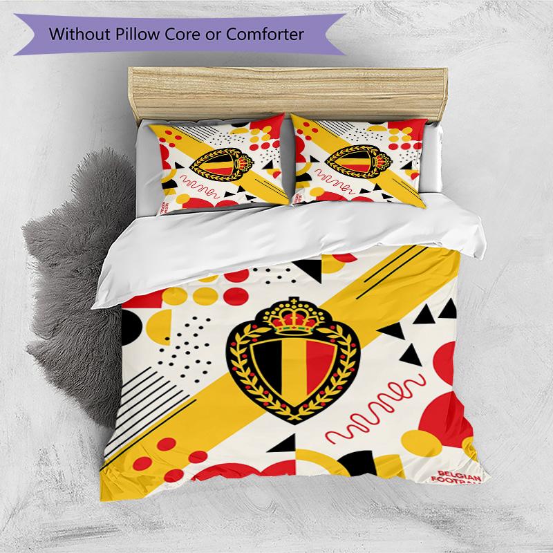Set Biancheria da Letto Stampata Calcio Belgio 3 Pezzi Copriletto Traspirante Accogliente come Regalo per Inaugurazione Casa o Festa