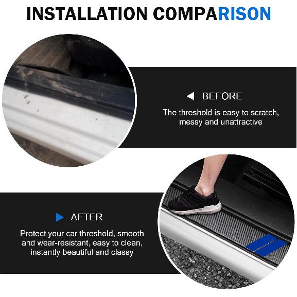 Door Sill Protector, Car Door Edge Guards, Carbon Fiber Car Protective Sticker, Door Pedal Trunk Anti-Scratch Decoration, Universal for Most Cars