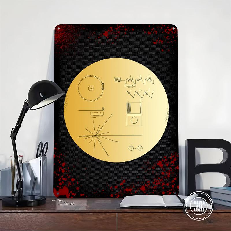 Voyager 1 Golden Record Metal Poster Customized Wall Art Retro Vintage Tinplate Signs for Man Cave Bar Accessories House Room