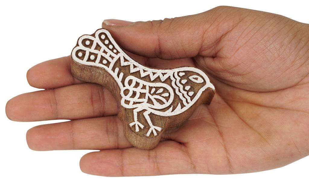 IBA Indianbeautifulart בלוק הדפסה לטקסטיל ציפור חותמת עץ מגולפת ביד הדפסת בלוקי עץ חותמות טקסטיל לבד כלי חרס