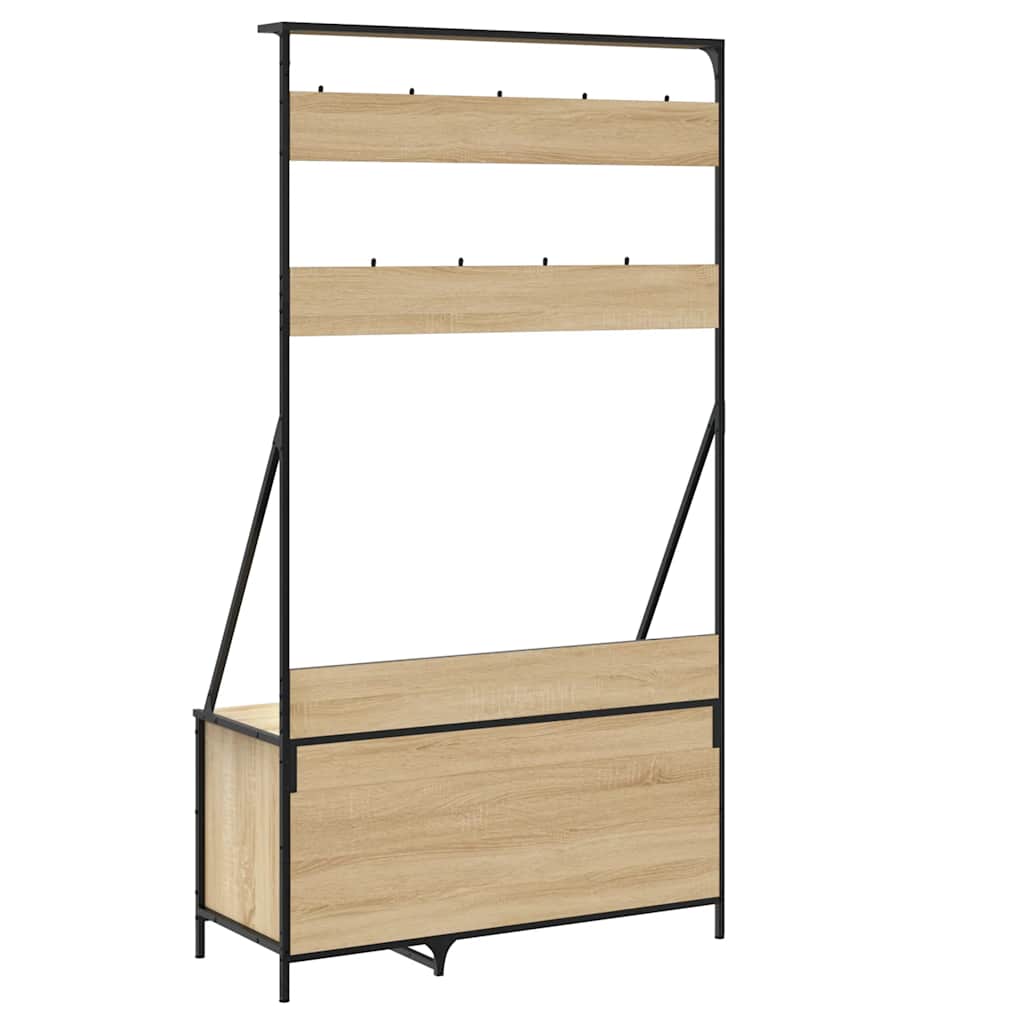 Clothing Rack with Shoe Shelf Sonoma Oak Finish 100 X 41 X 184 Cm