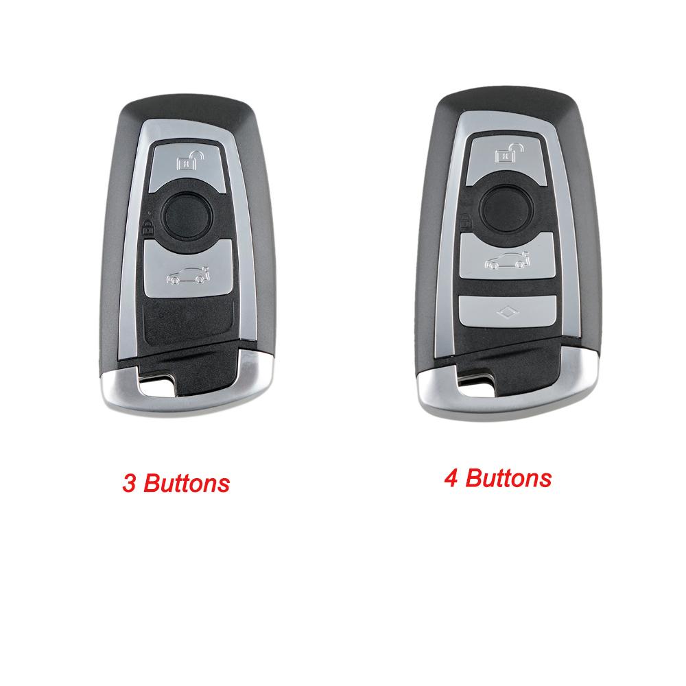3/4 Buttons Smart Key Shell with Uncut Blank Blade Cover Fit for BMW CAS4 F 3 5 7 Series E90 E92 E93 X5 HU100R 3 Buttons серебряный