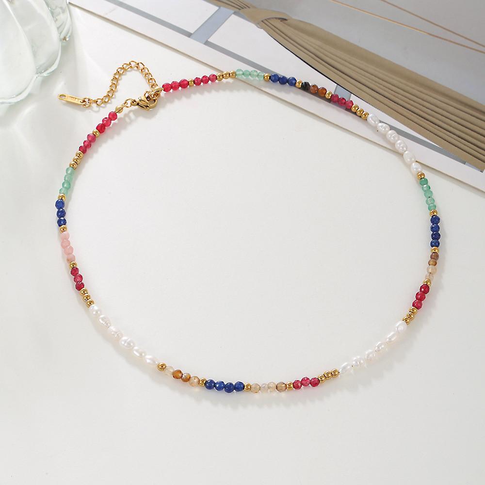 Minimalist Stainless Steel Geometric Pearl Necklace For Women Fashion Jewelry