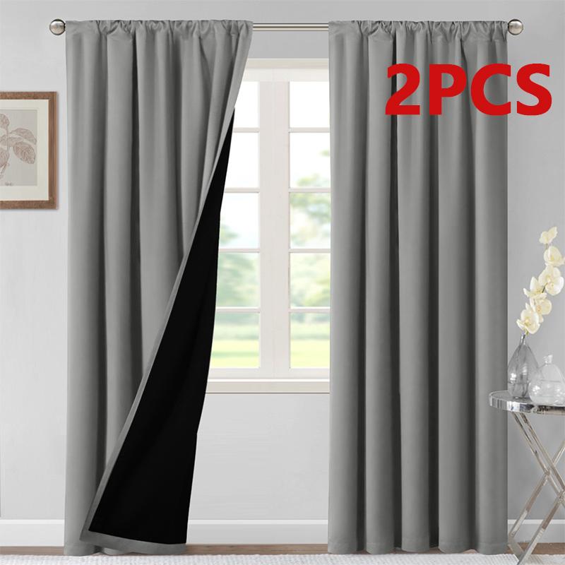 

1/2PC современные 100% высокозатеняющие, водонепроницаемые, теплоизоляционные, обеспечивающие конфиденциальность внутренние и наружные шторы и дверные занавески W140cm x H240cm&Rod Pocket