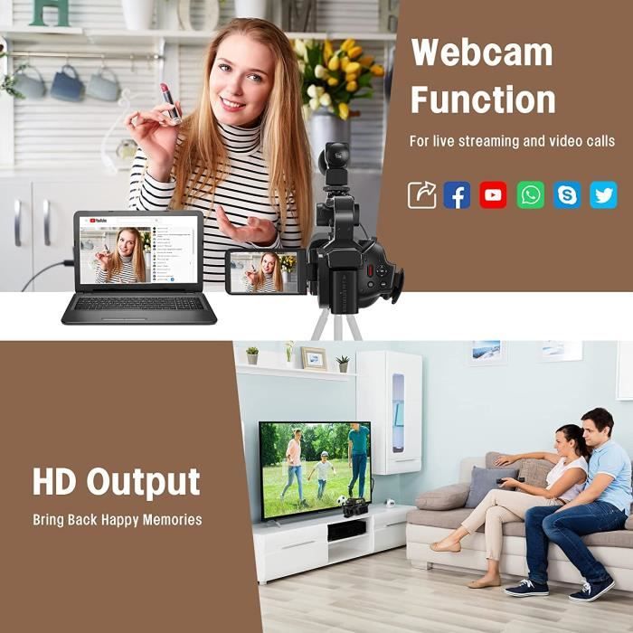 4K videokamera - WiFi - 64MP - 4palcový dotykový displej - 18x zoom - Baterie 4500mAh