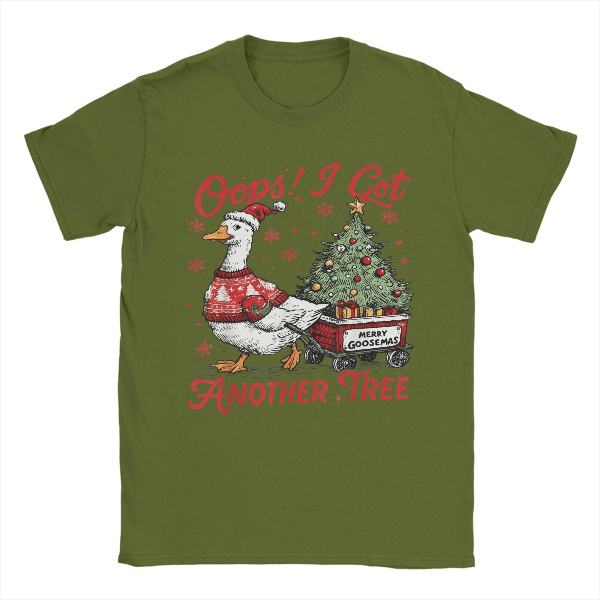 

Casual Retro Oops I Got Another Tree Funny Christmas Goose T-Shirt Men O Neck Pure Cotton T Shirt Short Sleeve Tees Gift Tops 4XL