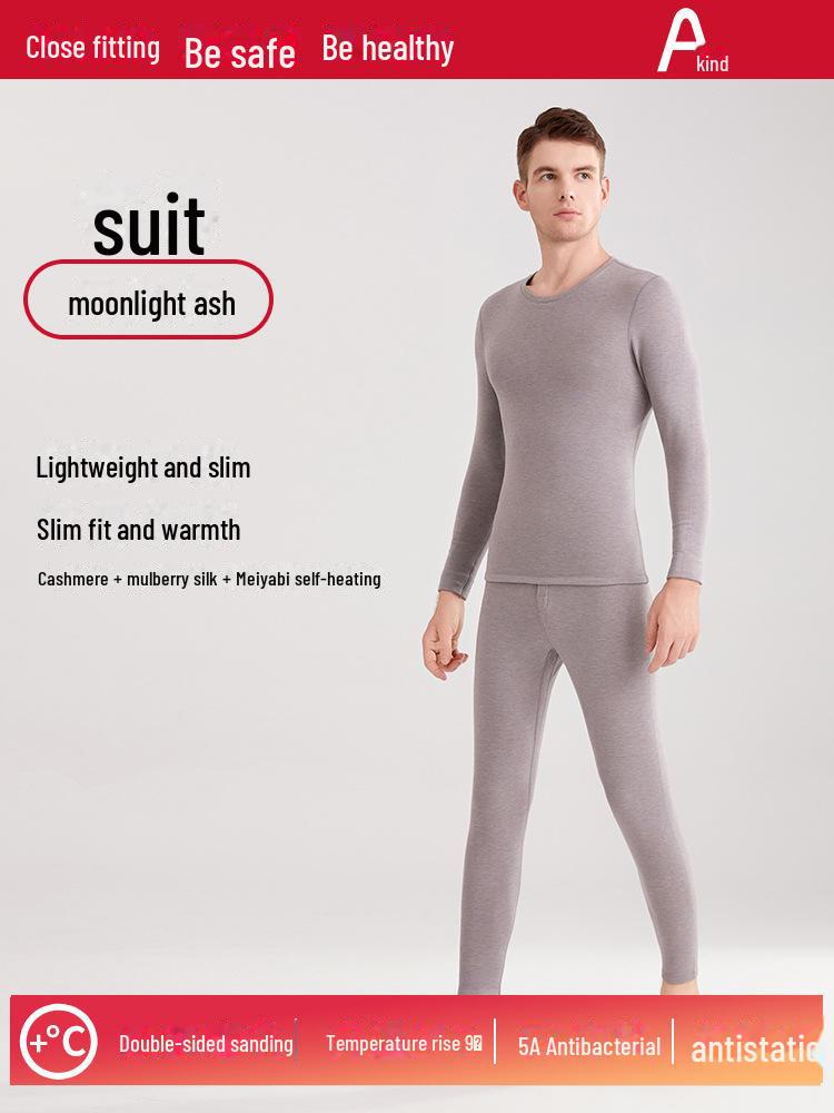 Deutsche Samtkragen Thermounterwäsche: Herren- und Damen-Seide Kaschmir Plus Samt Verdickter Herbstanzug