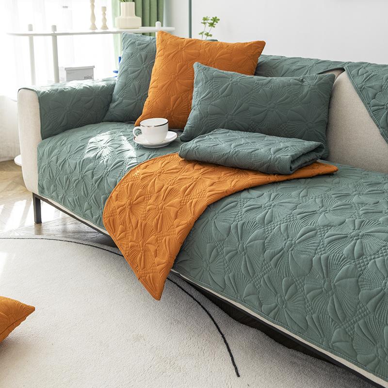 Jacquard Sofa Cushion Non-Slip Thickening Sofa Cover Cushion Plush Living Room Sofa Cover Universal Solid Color Sofa Towel Seat