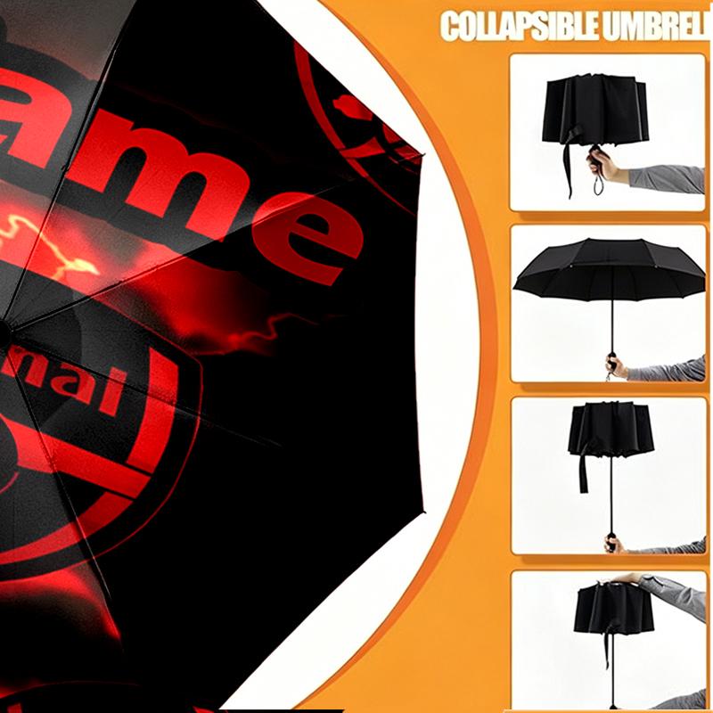 Custom Name Personalized football team Print Umbrella, Auto Open Close, 8‑Rib Sturdy Frame, Commute Camping Hiking Use, Birthday Gift