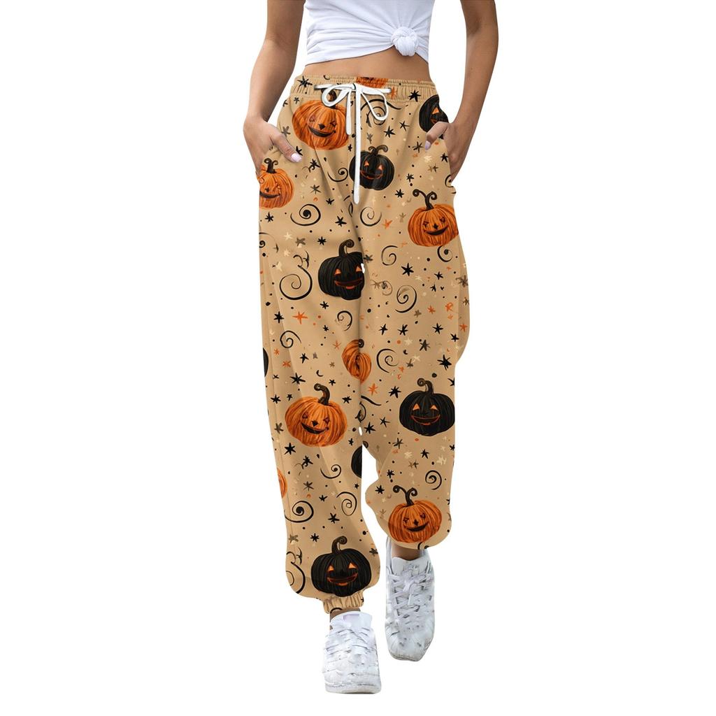 Women's Sports Pants With Pockets Fashion Print Elastic Waist Pants Casual Sweatpants Pants