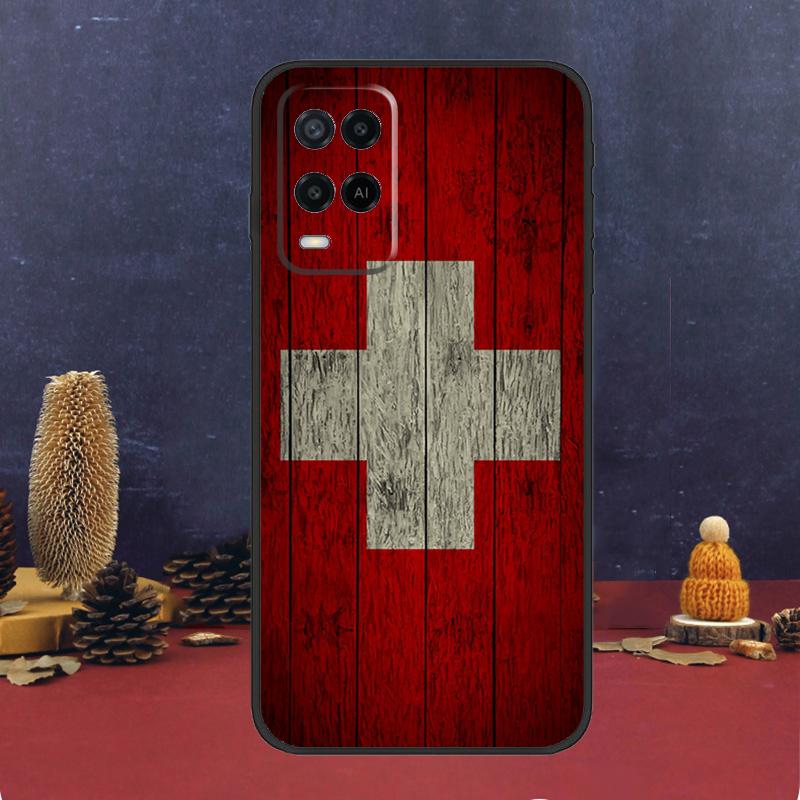 Switzerland Swiss Flag Case For Oppo A80 A60 A40 A78 A98 A58 A38 A18 A54 A74 A94 A96 A76 A16 A15 A17 A57 A5 A6 Pro