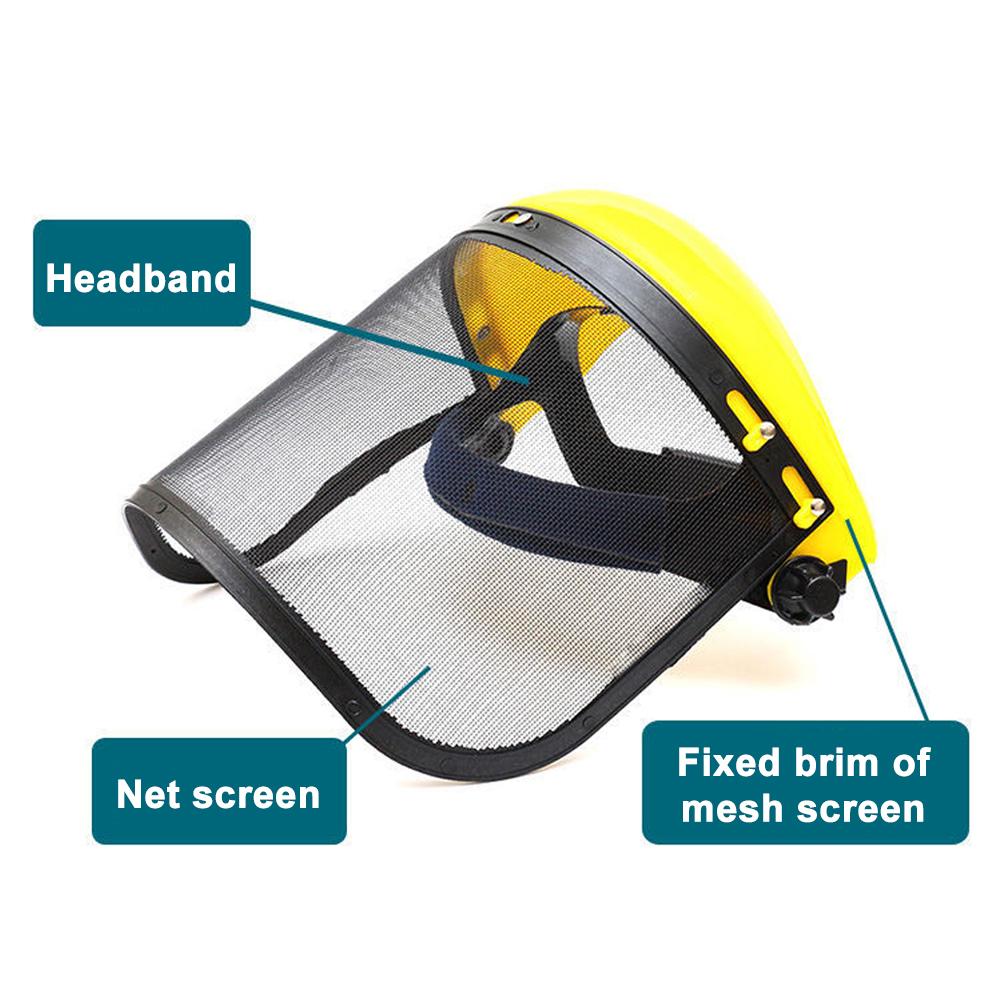 Garden Grass Trimmer Safety Helmet Hat with Full Face Mesh Protective Mask for Logging Brush Cutter Forestry Protection