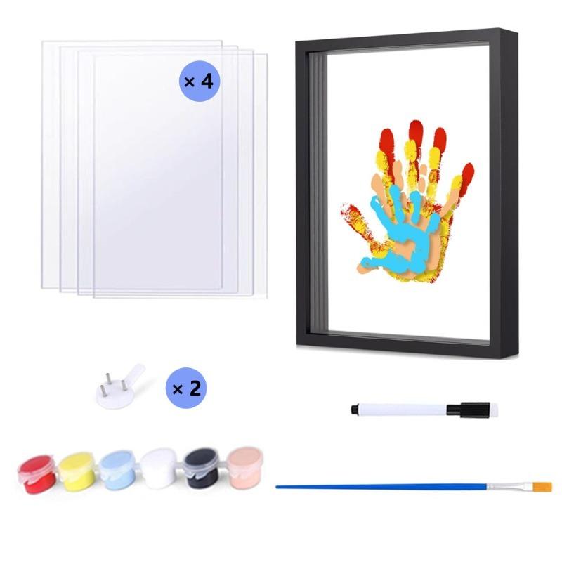 

Family Handprint Baby Handprint and Footprint DIY Handmade Souvenir Wooden Frame Gift Suitable Mother s Day, Anniversary чёрный