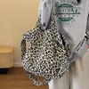 Niche Leopard Print Canvas Tote Bag Women's Bag Casual Large Capacity Fashion Handbag Korean Version Foreign Style Shoulder Messenger Bag