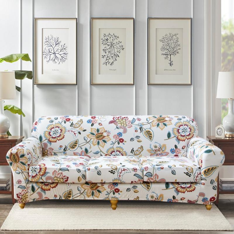 

Printed Three Seat Sofa Cover with Cushion Slipcover Soft Couch Cover Pet-Friendly Sofa Furniture Covers Living Room Decor