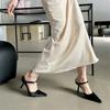 New Style Fashion Sexy Design High Heels Woman Pumps Buckle Strap Mules Slippers Pointed Toe Wedding Banquet Female Shoes