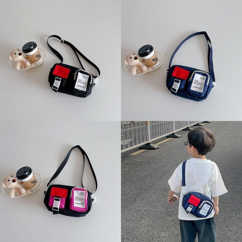 Adorable Kids Oxford Cloth Shoulder Bag Cute Color Block Design For Boys And Girls