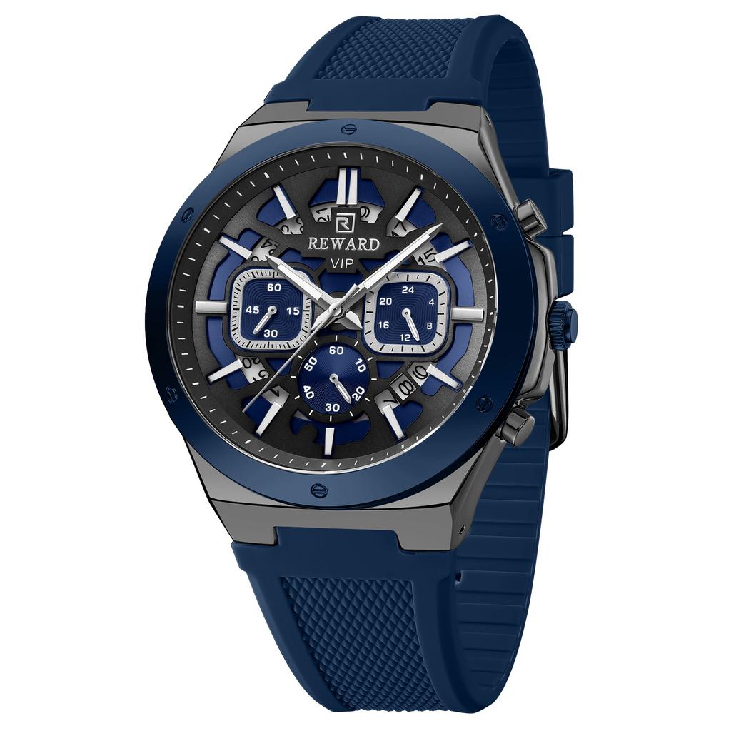 Men Watch Sport Chronograph Quartz Mens Watches Rubber Strap Green Blue Waterproof Wristwatch Relogio Masculino