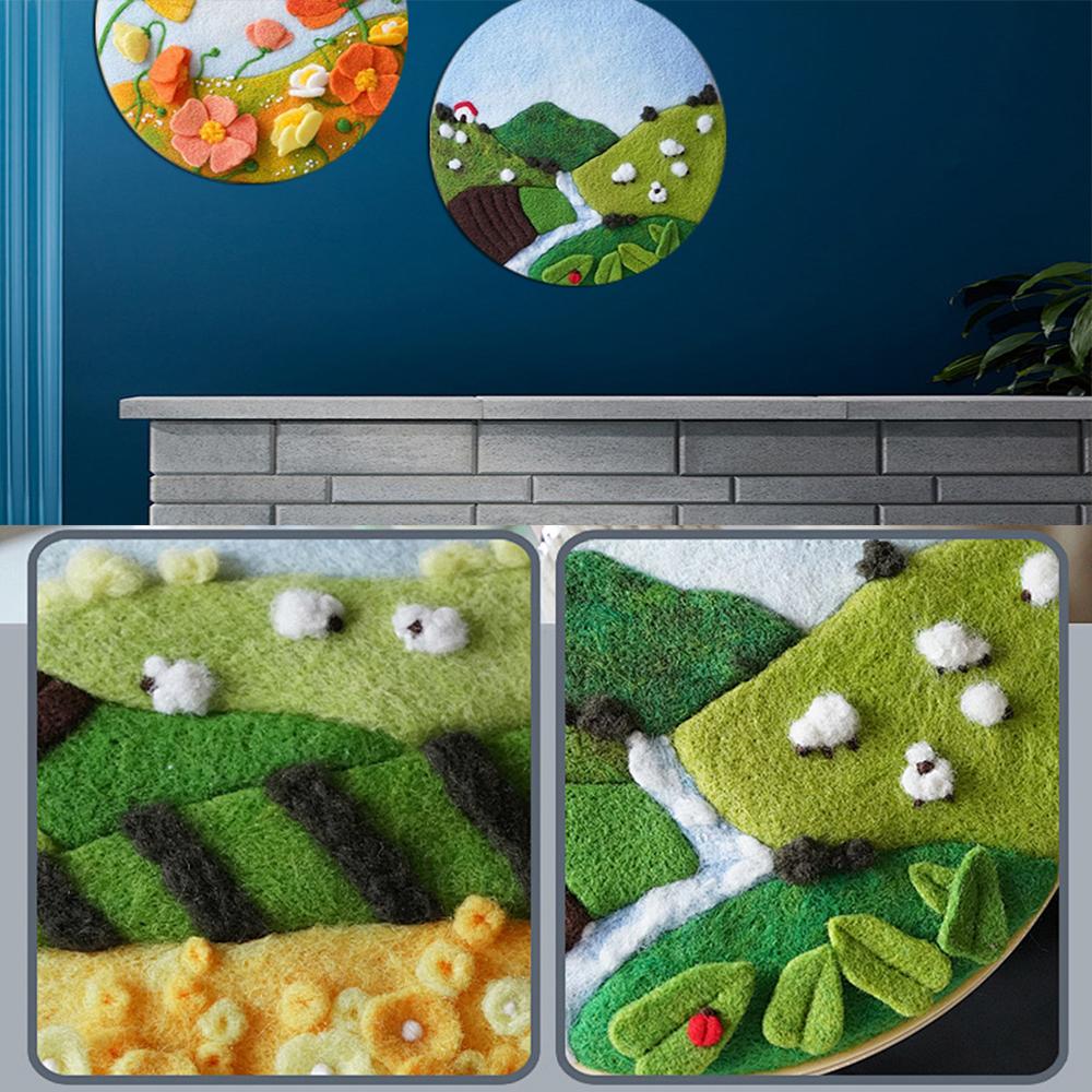 CHENISTORY 20x20cm Frame Wool Felting Painting DIY Wool Embroidery Kit Funny Wool Needle Felt Picture Kit Craft Painting Gift