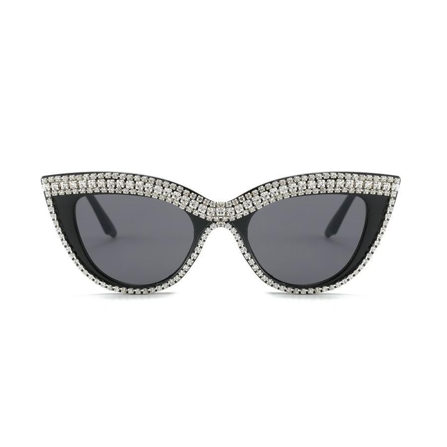 Crystal Cat Eye Sunglasses Luxury Rhinestone Frame Eyewear Trendy Aesthetic Sun Glasses Classic Sparkly Shades Party Goggle