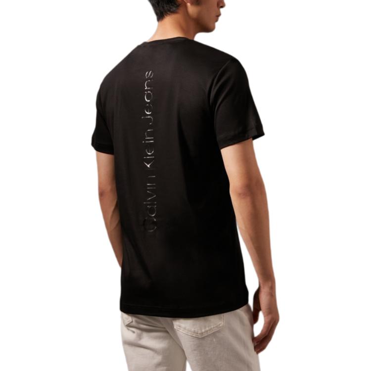 Calvin Klein Jeans Fashion Casual Round Neck Breathable Pure Cotton Simple Printed Short Sleeve T-Shirt Men Tops Black J320573-BEH