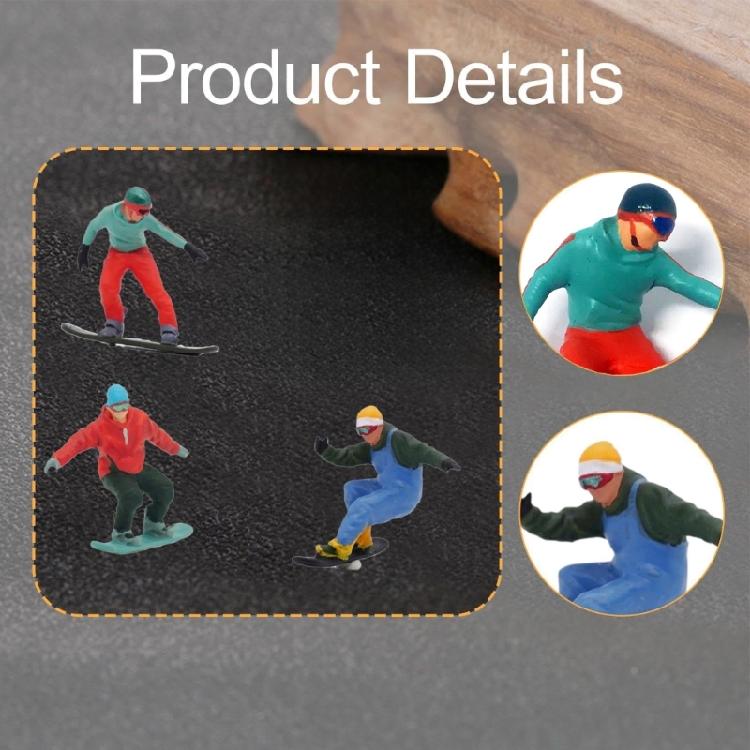 1/64 Scale Hand Painted Miniature Snowboarders Figure Realistic Miniature Skiing Snowboarding Figures Model Collectors