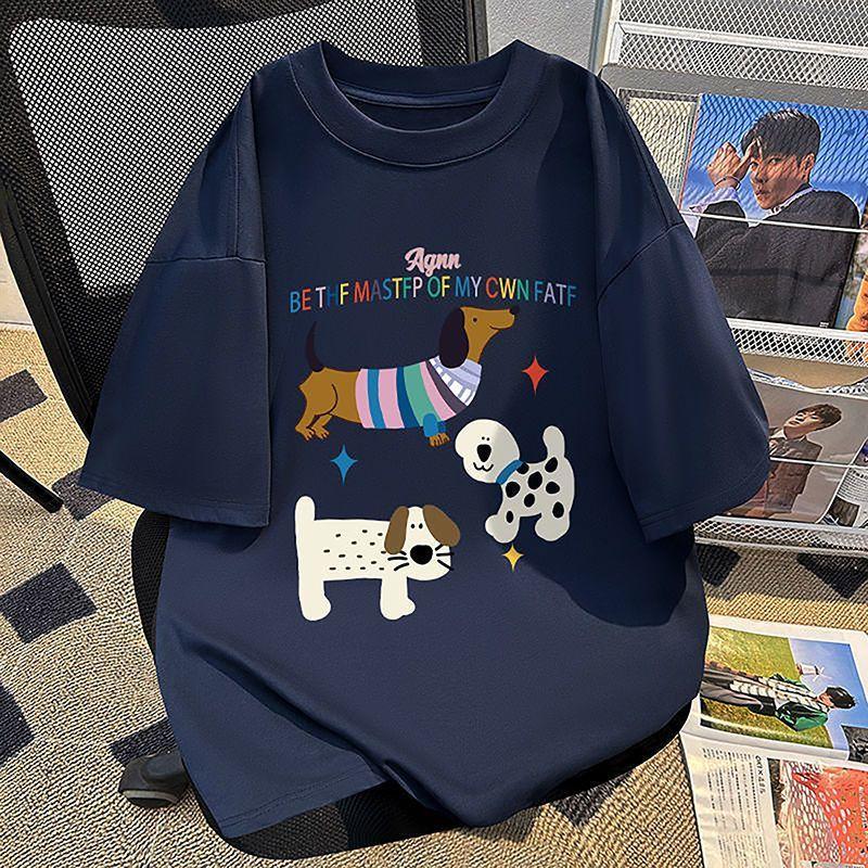 

Unisexs and Womens Shortsleeved Tshirts Summer 2025 New Cartoon Puppy Printed Halfsleeved Bottoming Shirt Top T S
