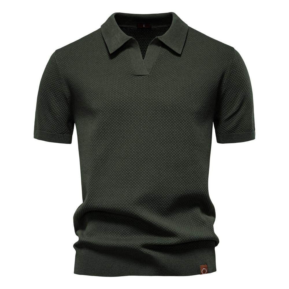2025 New Summer Men's Golf Polo Shirt Premium Solid Color Breathable Collared Knitted Social Casual