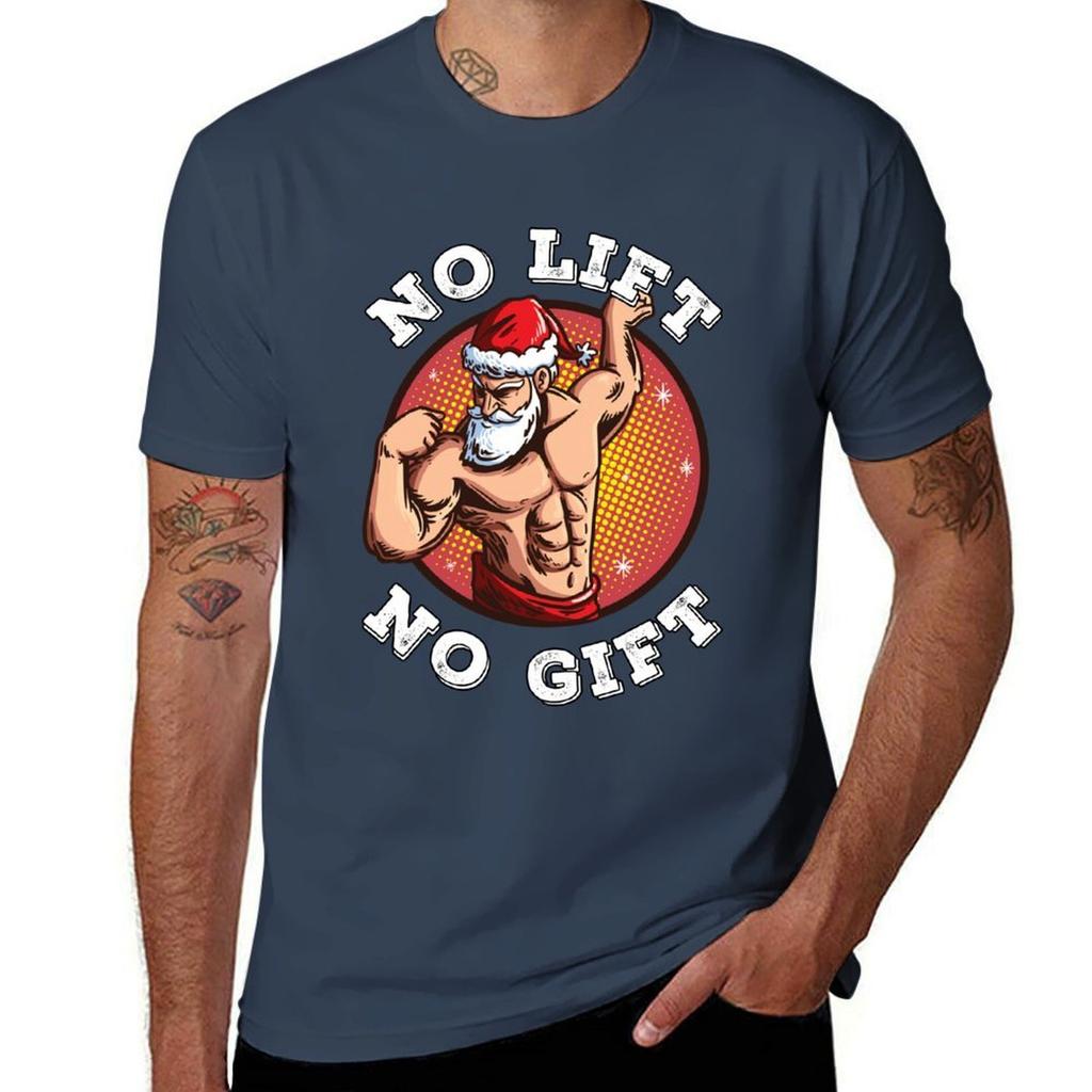 No Lift No Gift Santa Claus Gym Christmas Xmas Tshirt Durable Work Wear Tshirt