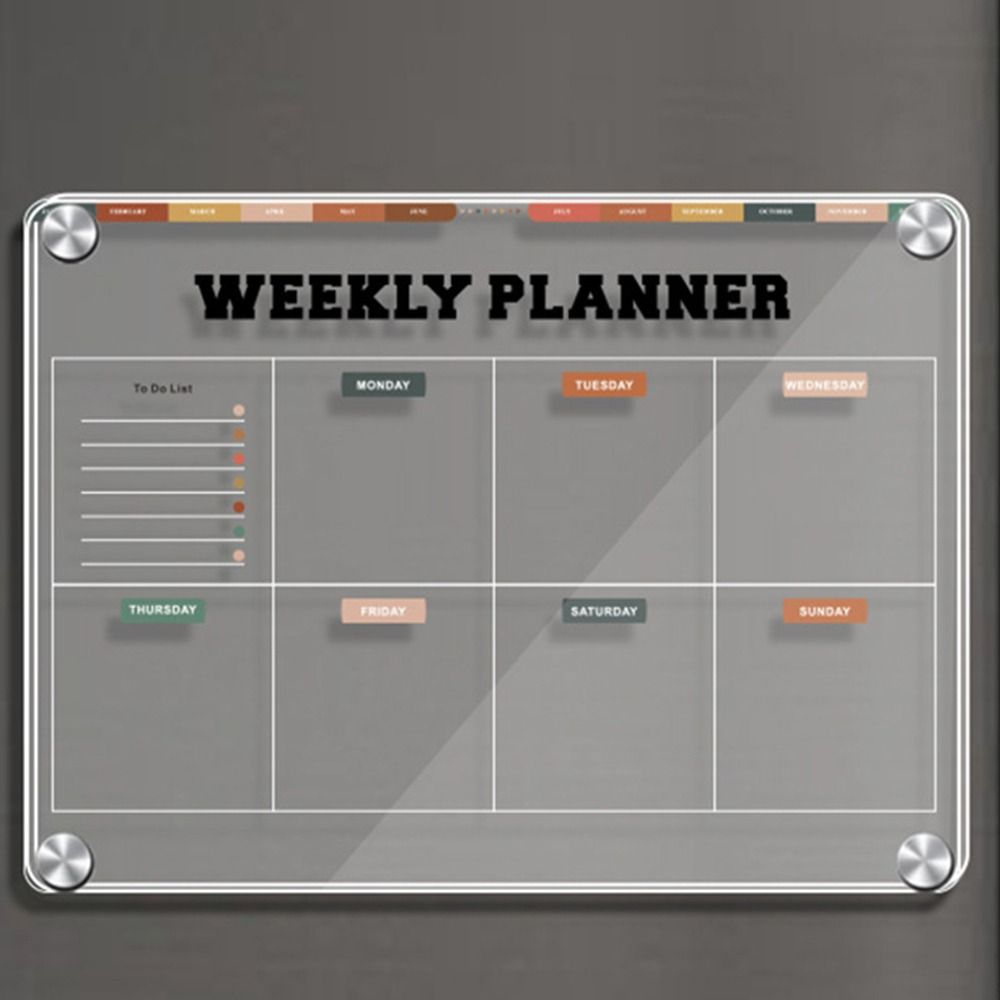 Refrigerator Magnet Magnetic Acrylic Weekly Planner Monthly Calendar Memo  Office/Home Use