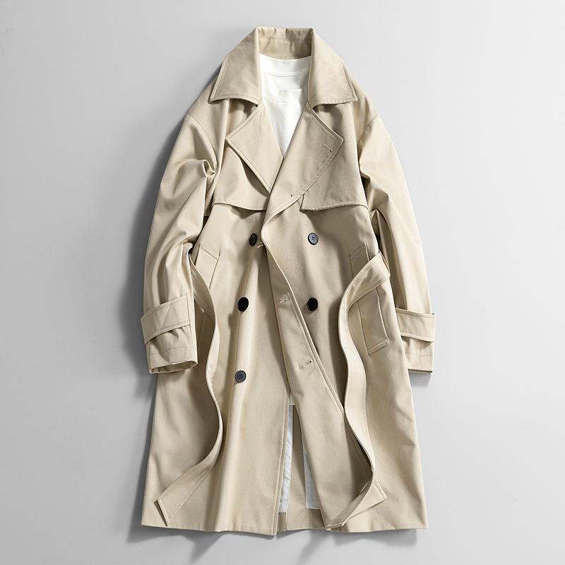 

Long woolen coat men s trench coat over the knee autumn and winter tide lapel top 3XL