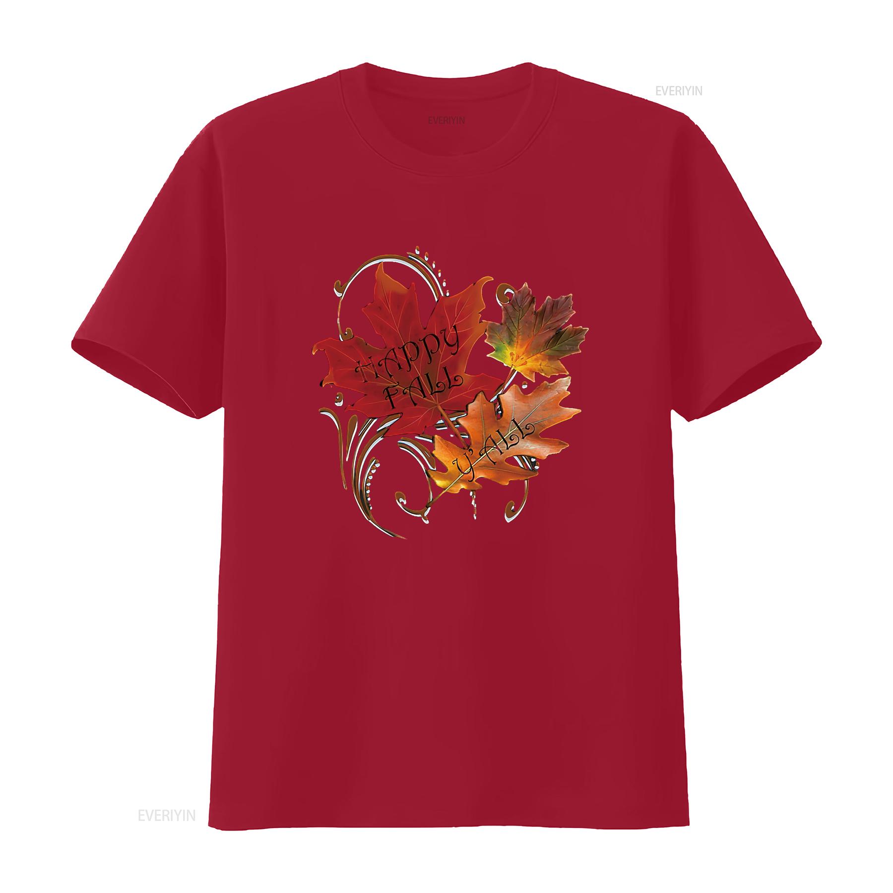 Осенняя цитата Счастливой вам всем Милый дизайн на День благодарения Осень Женская футболка Черная винтажная стирка мода Удобная мужская Универсальная S