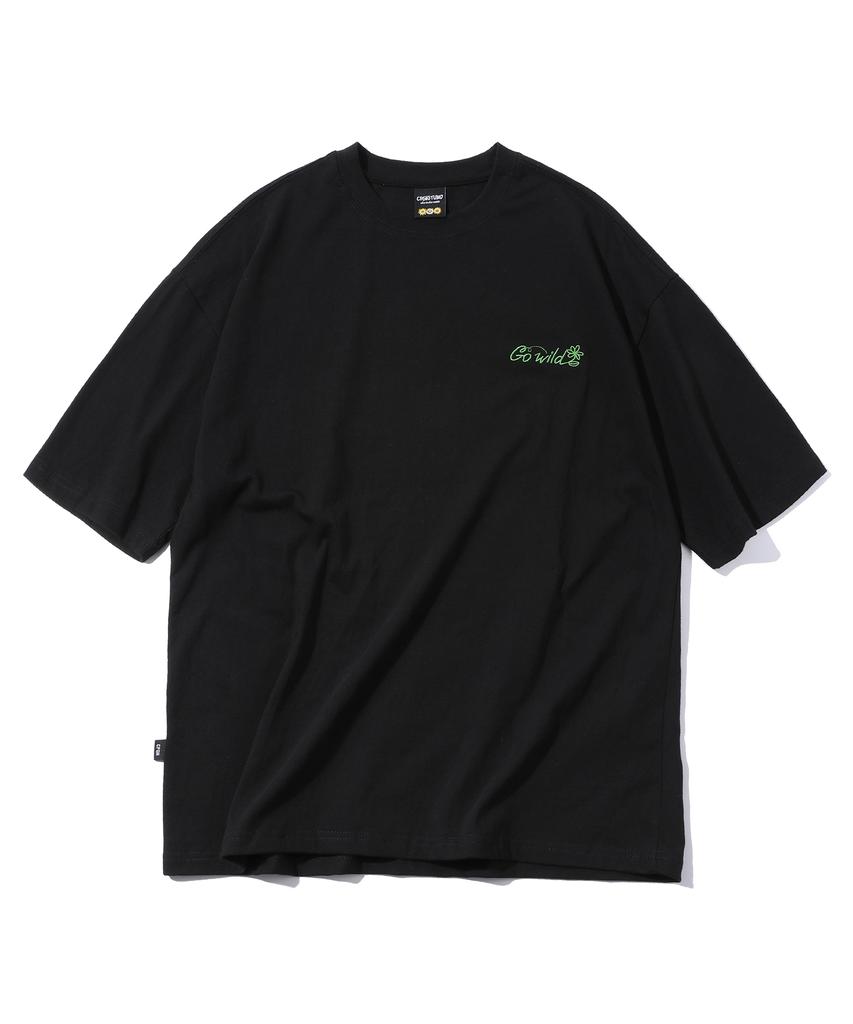 CPGN STUDIO Wild Cat Embroidered Short Sleeve T-Shirt Black
