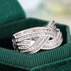 Huitan New Trendy Cross Design Rings Female Brilliant Shiny Cubic Zirconia Finger Accessories Delicate Chic Women Party Jewelry