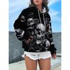 Women's Fashion Skull Print Sweatshirt, Casual Polyester Top, Street Style Long Sleeve Pullover,  Casual Daily Wear