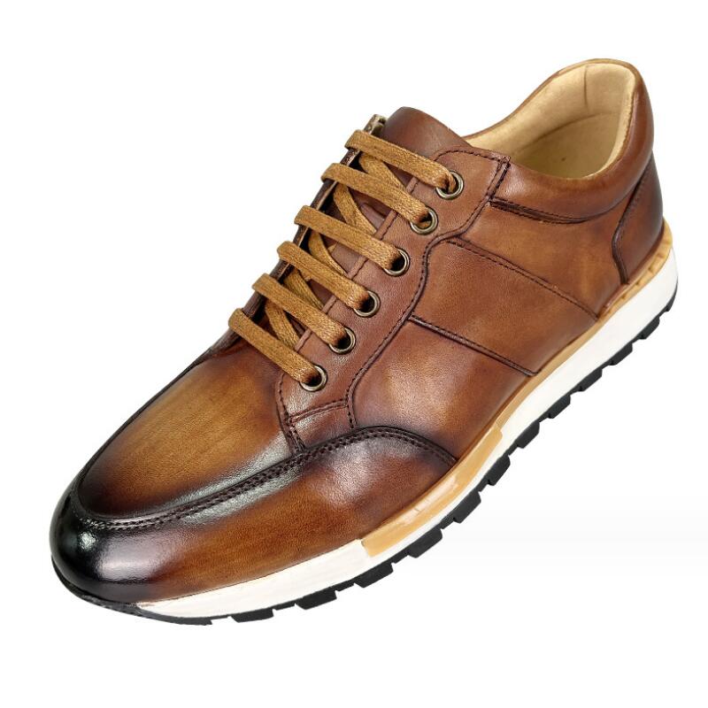 

Мода Новая Ручной работы спортивная кожа верхний слой коровья кожа модная шнуровка полированный цвет деловая повседневная обувь Zapatos Hombre a31 38