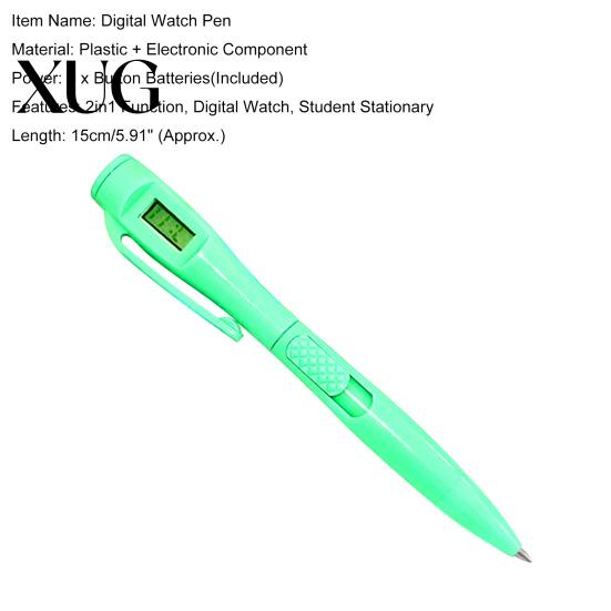 Roller Ball Pen Digital Watch Lightweight Clip Design Plastic Electronic Clock for Writing Color Ballpoint