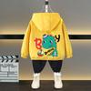 Spring and Autumn 1 2 3 4 5 6 Years Boys Coats Patchwork Cartoon Dinosaur Pattern Hooded Windbreaker Leisure Overcoat for Kids Birthday Present