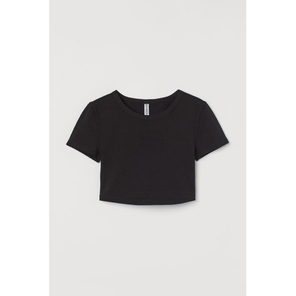 

Укороченный топ из хлопка HM черного цвета