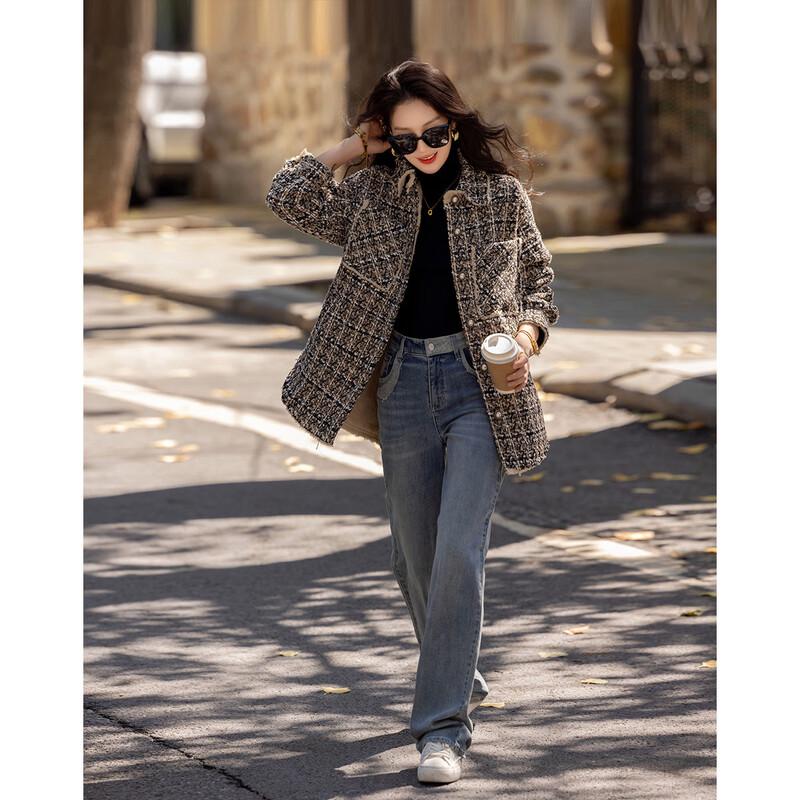 Demana Women's Winter Tweed Shirt Jacket