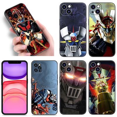 Funda de silicona negra de Anime Mazinger Z para iPhone 12, 13, 11, 14, 15 Pro Max, 7, 8 Plus, X, XR, XS, SE 2020 y 2022