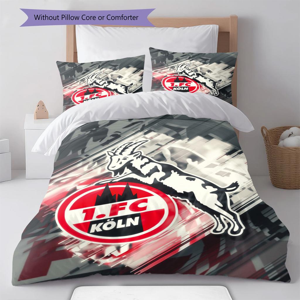1. FC Köln Pattern Bedding Set Quilt Cover Pillowcase Home Decor Gift (1 * Duvet Cover + 2 * Pillowcase, Without Core)