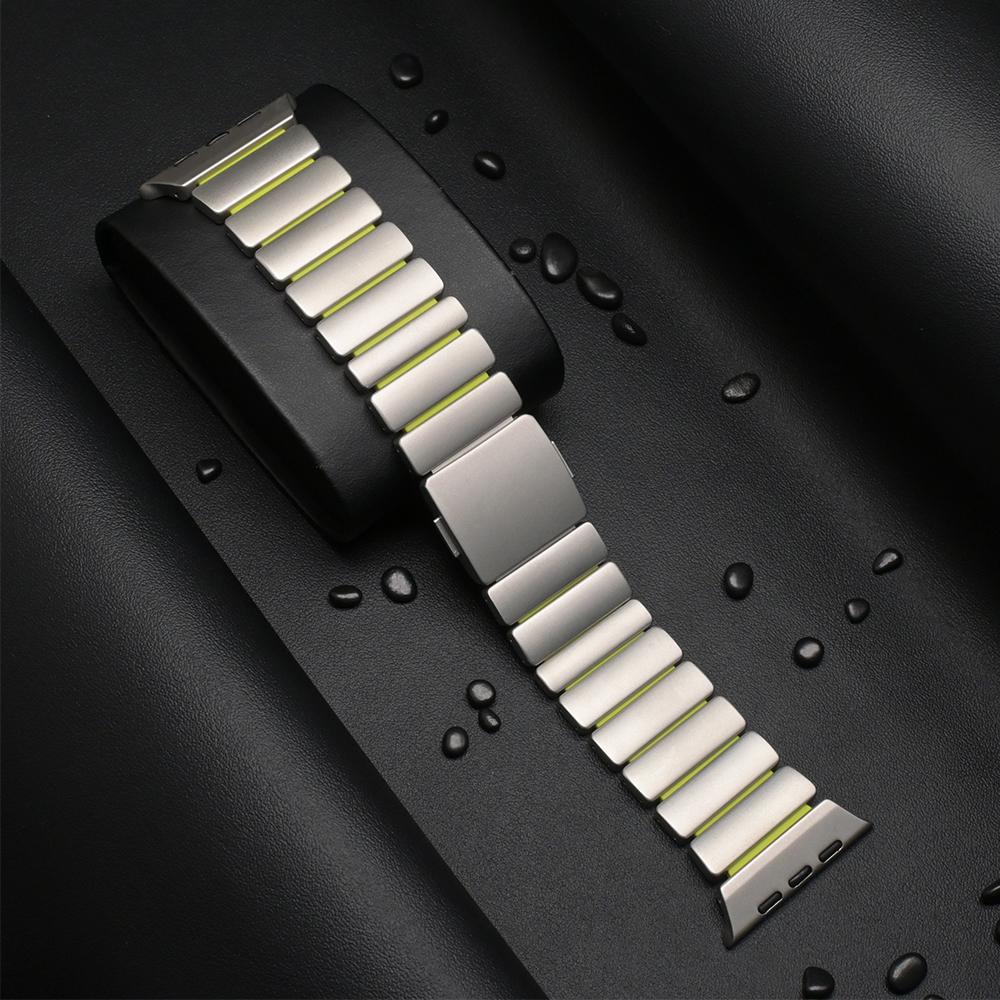Magnetic Titanium+Silicone Strap for Apple Watch Ultra 3 2 49mm 46mm 45mm 44mm Luxury Band for Series 11 10 9 8 7 6 SE Bracelet