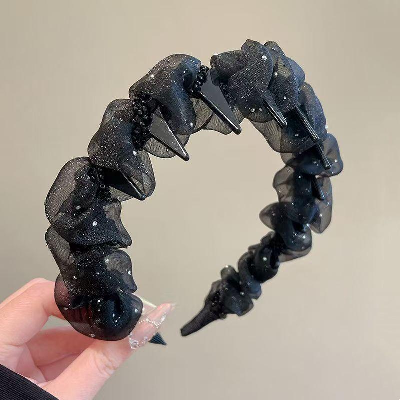 Hepburn-Style Elegant Non-Slip Headband with Frilly Edge and Teeth