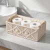 Storage Box with Wooden Handles Large Capacity Basket Woven Design Countertop Organizer for Cosmetics And Sundries