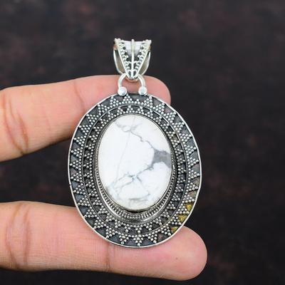Howlite Pendant Handmade Unique Design Jewelry 925 Sterling Silver Pendant Top Quality Gemstone Jewelry Vintage Pendant For Anniversary Gift